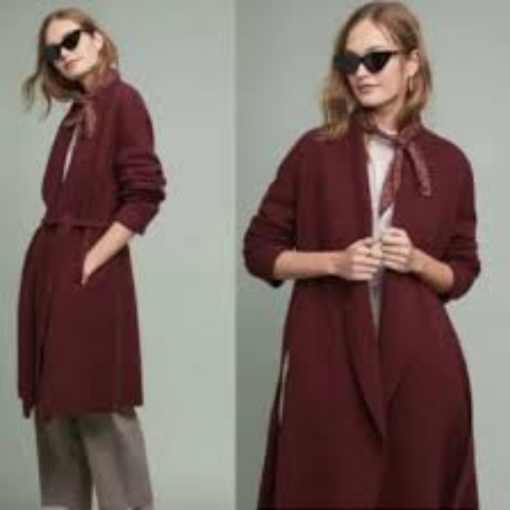 Anthropologie Robe Womens XL Red Moth Wool Blend Housecoat Bath Mayella